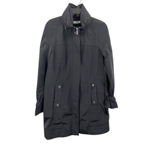 Calvin Klein Womens Size Small Packable Black Raincoat Lined Full Zip Hooded